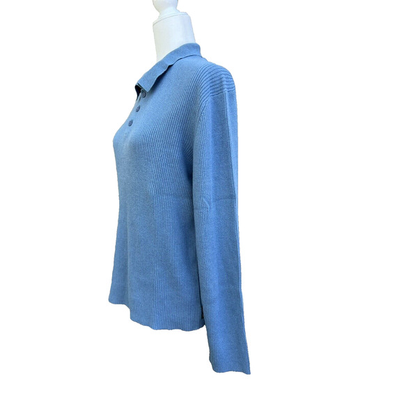 Armani Exchange cotton warm knit collared sweater blue women size XL A000233 - Picture 2 of 4